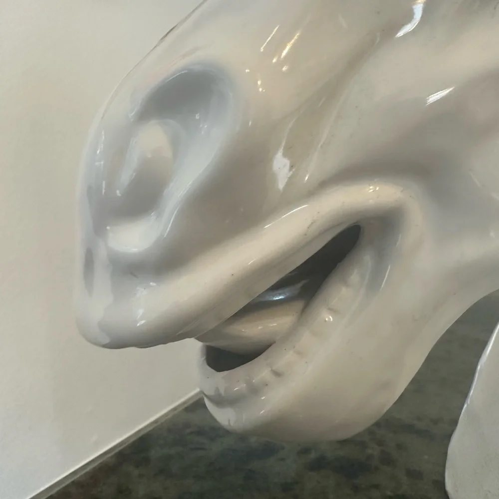 Large scale white neo-classical style ceramic horse bust statue